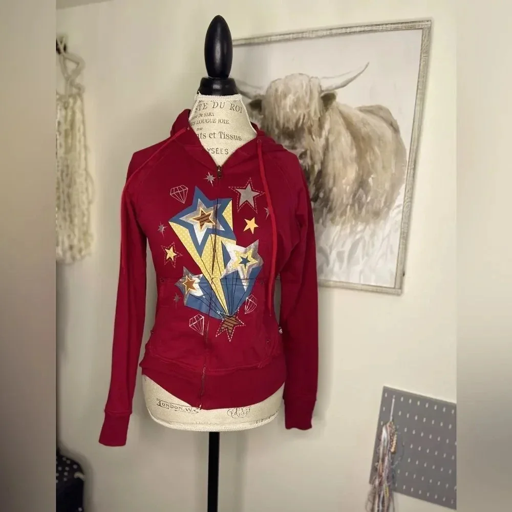 LA Kitty Streetwear star red zip up hoodie Small adorable